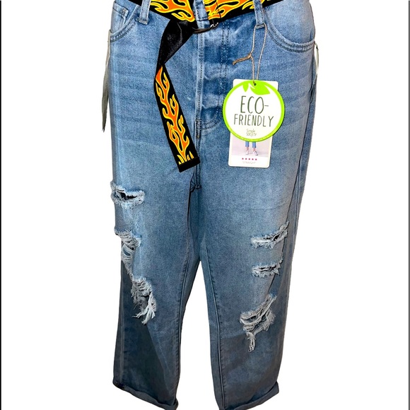 SIMPLE SOCIETY STRAIGHT SUPER HIGH-RISE ROLL CUFF BUTTON FLY JEANS SIZE 9/29 - Picture 12 of 16